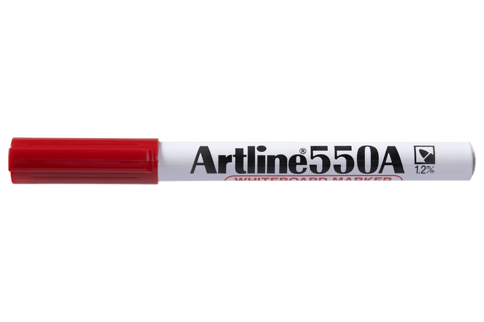 Artline 550A Whiteboard Marker 1.2mm Bullet Nib - Red x 12's pack AO155002A