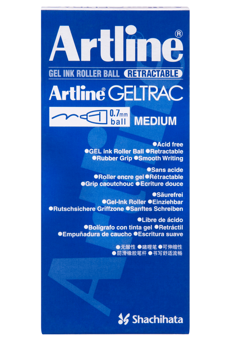 Artline 5570 Geltrac Retractable Gel Pen 0.7mm Medium Black x 12's pack AO155701