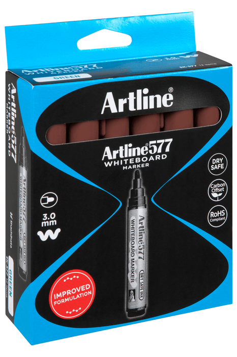 Artline 577 Whiteboard Marker 3mm Bullet Nib Brown x 12's pack AO157708