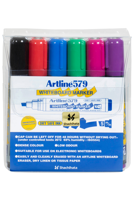 Artline 579 Whiteboard Marker 5mm Chisel Nib 6's pack AO157946