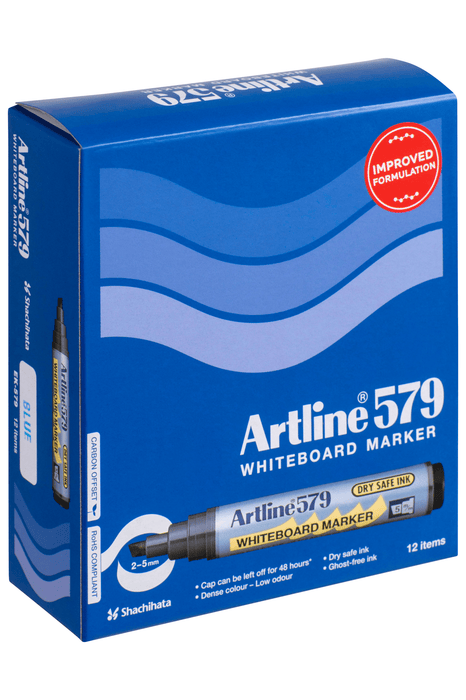 Artline 579 Whiteboard Marker 5mm Chisel Nib Blue x 12's pack AO157903