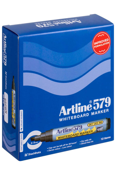 Artline 579 Whiteboard Marker 5mm Chisel Nib Brown x 12's pack AO157908