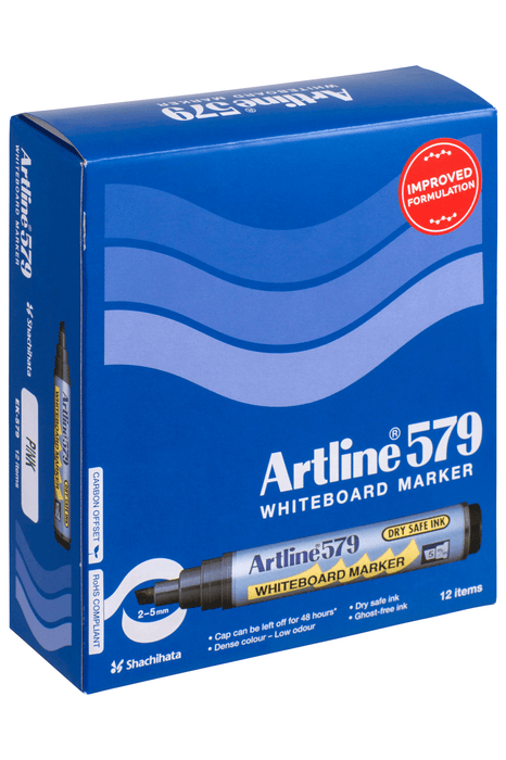 Artline 579 Whiteboard Marker 5mm Chisel Nib Pink x 12's pack AO157909
