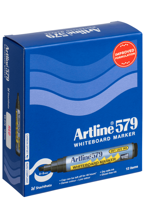 Artline 579 Whiteboard Marker 5mm Chisel Nib Red x 12's pack AO157902