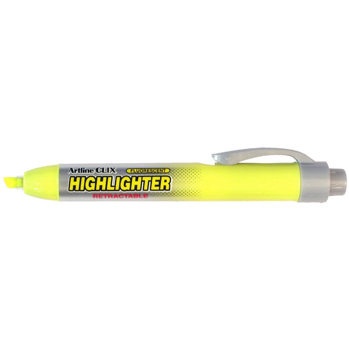 Artline 63 Clix Retractable 4mm Chisel Nib Highlighter Yellow x 12's pack AO106307