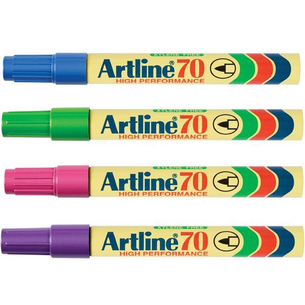 Artline 70 Bright Colours Permanent Marker Bullet Tip Assorted Colours x 12's Pack AO107044