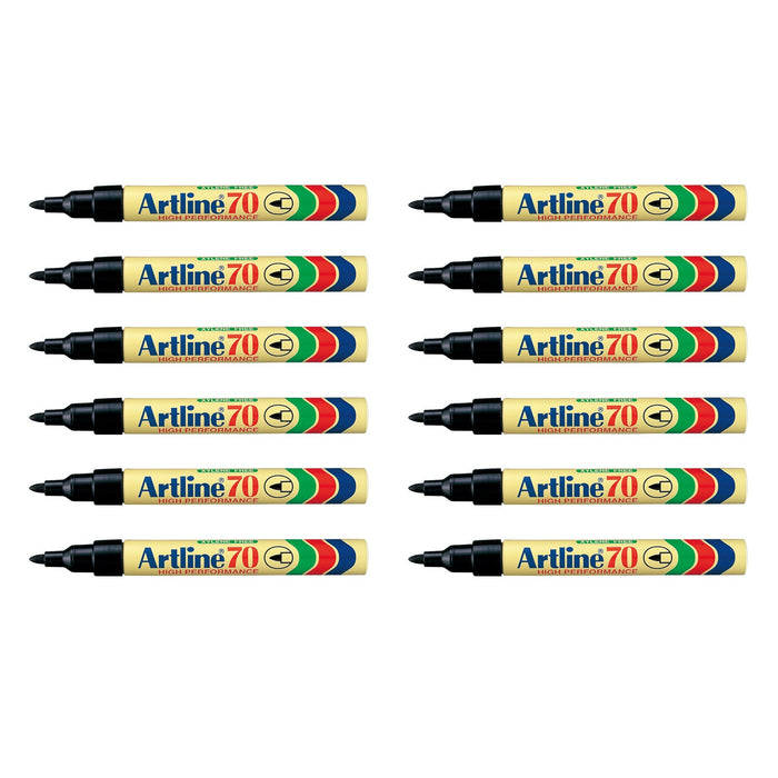 Artline 70 Permanent Marker Bullet Tip Assorted Colours 12's pack AO107041