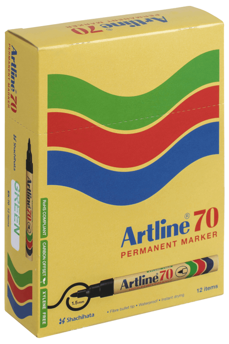 Artline 70 Permanent Marker Bullet Tip Green 12's Pack AO107004