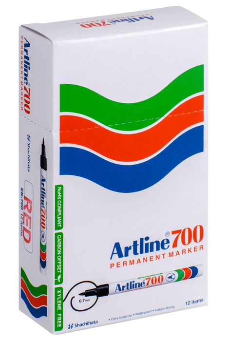 Artline 700 Permanent Marker Fine Tip Red x 12's pack AO170002