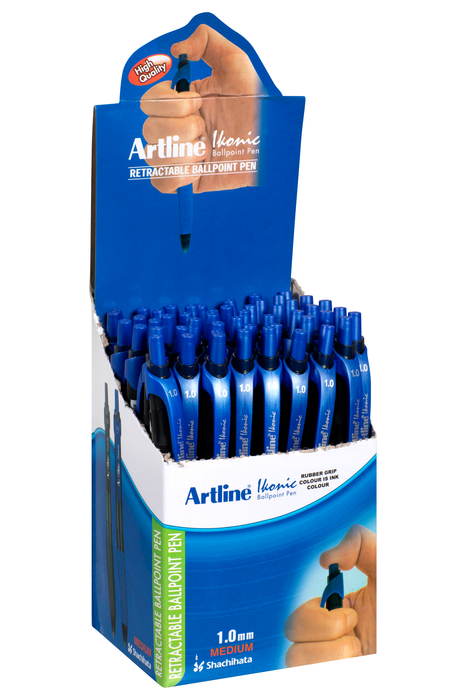 Artline 8410 Retractable Grip Medium Ballpoint Pen Blue x 50's pack AO184053