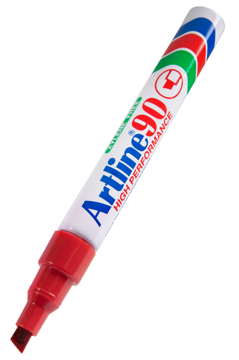 Artline 90 Permanent Marker 5mm Chisel Nib Red x 12's pack AO109002