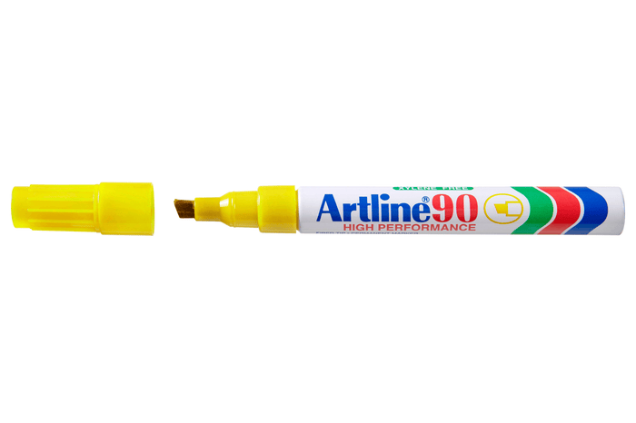 Artline 90 Permanent Marker 5mm Chisel Nib Yellow x 12's pack AO109007