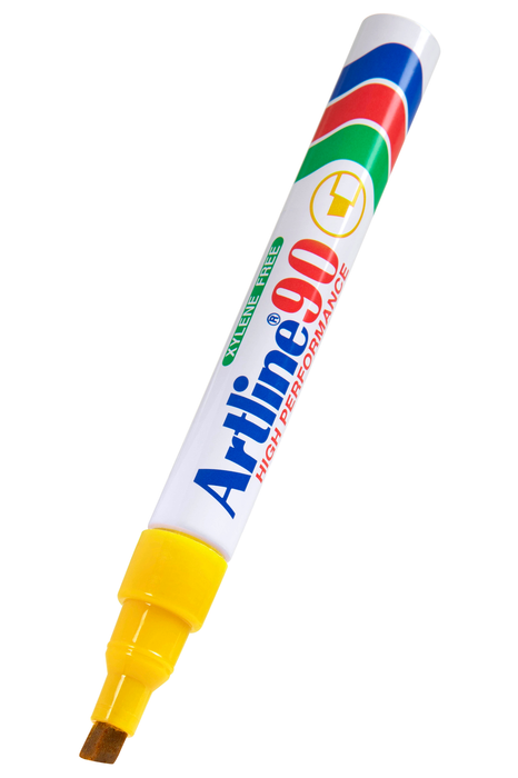 Artline 90 Permanent Marker 5mm Chisel Nib Yellow x 12's pack AO109007