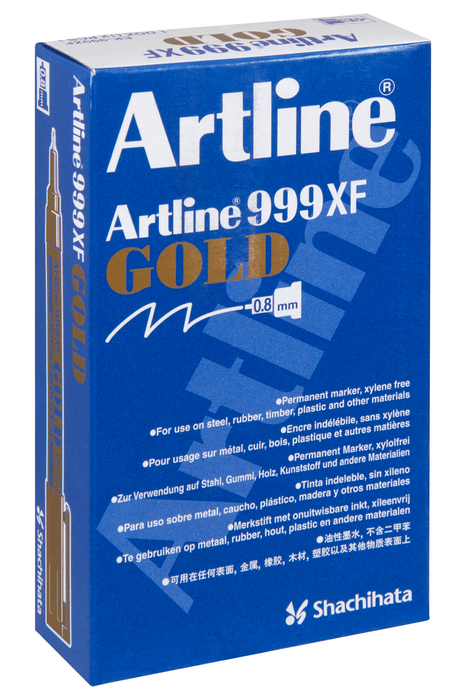 Artline 999XF Bullet Tip Metallic Marker Gold x 12's pack AO199931