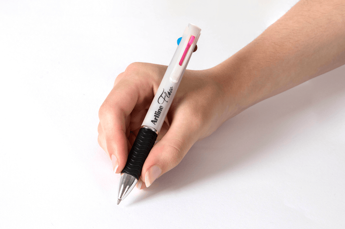 Artline Flow 4 Colour Retractable Ballpoint Pen Pearl White - Pack of 12 AO198106