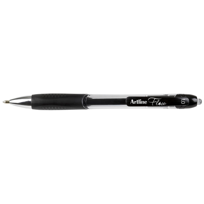 Artline Flow Retractable Ballpoint Pen Black 12'pack AO187101