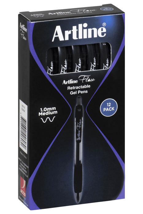 Artline Flow Retractable Ballpoint Pen Black 12'pack AO187101
