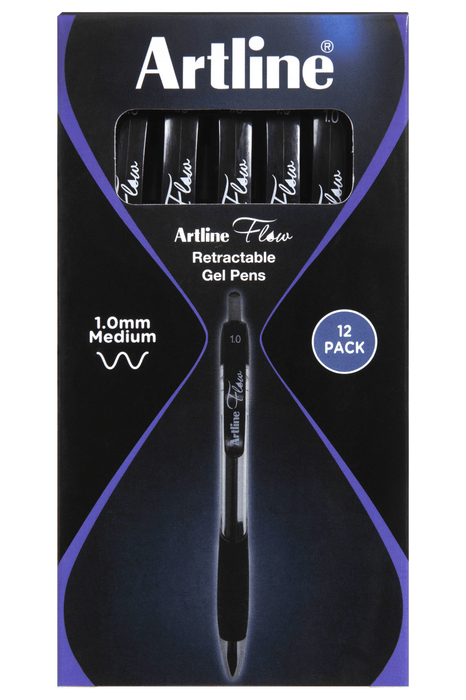 Artline Flow Retractable Ballpoint Pen Black 12'pack AO187101