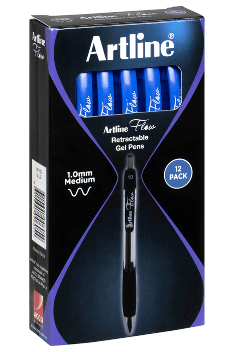 Artline Flow Retractable Ballpoint Pen Blue 12'pack AO187103