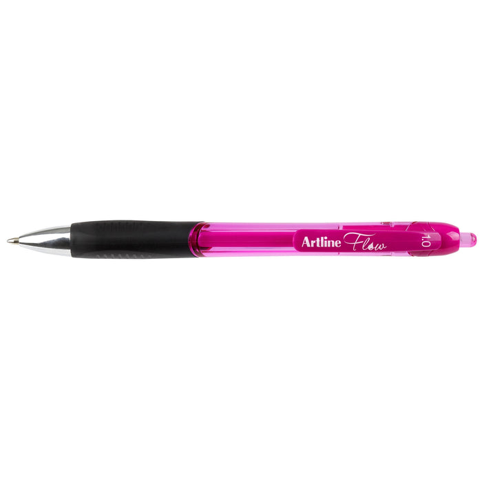 Artline Flow Retractable Ballpoint Pen Pink 12'pack AO187109