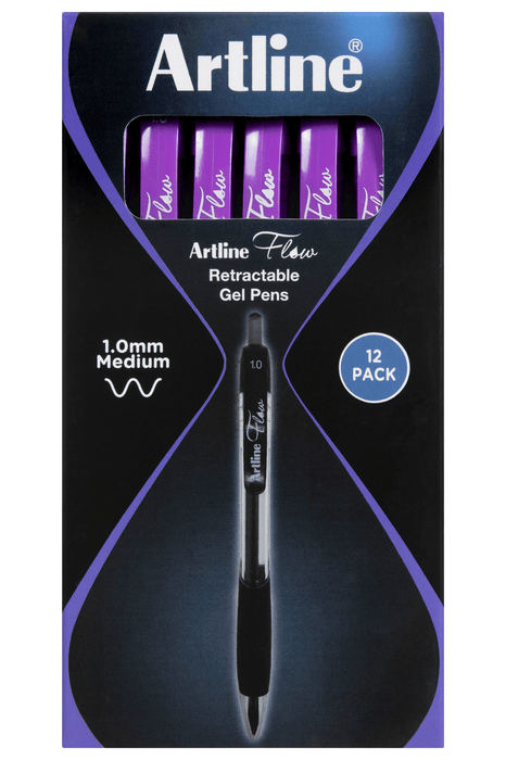 Artline Flow Retractable Ballpoint Pen Purple 12'pack AO187106