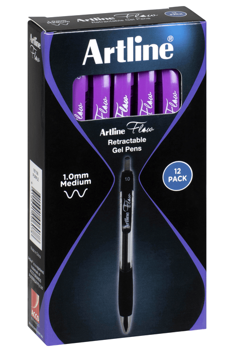 Artline Flow Retractable Ballpoint Pen Purple 12'pack AO187106