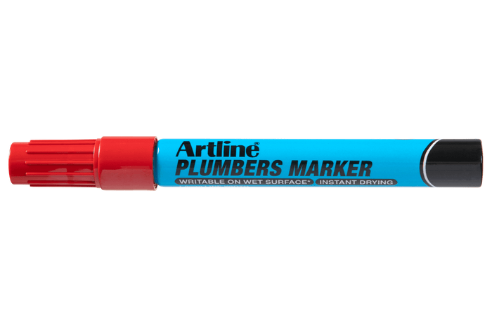 Artline Plumbers Permanent Marker Bullet Tip Red x 12's pack AO195502R