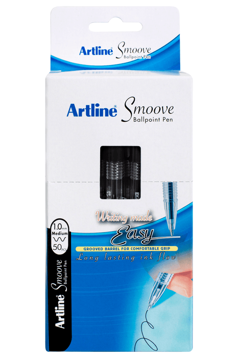 Artline Smoove Ballpoint Pen Black - Pack of 50 AOSM1821501