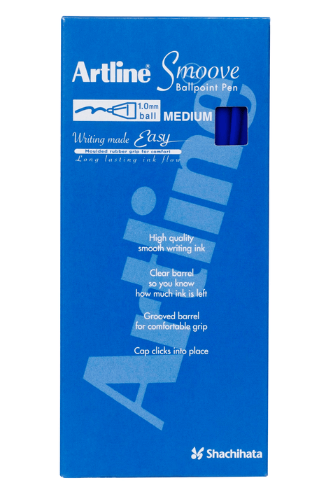 Artline Smoove Ballpoint Pen Blue - Pack of 12 AO182103