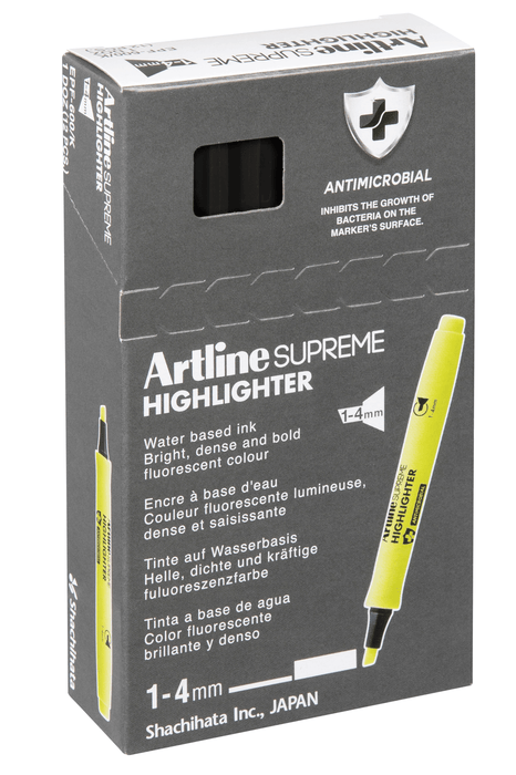 Artline Supreme Highlighter, Yellow, 12's pack AO161007