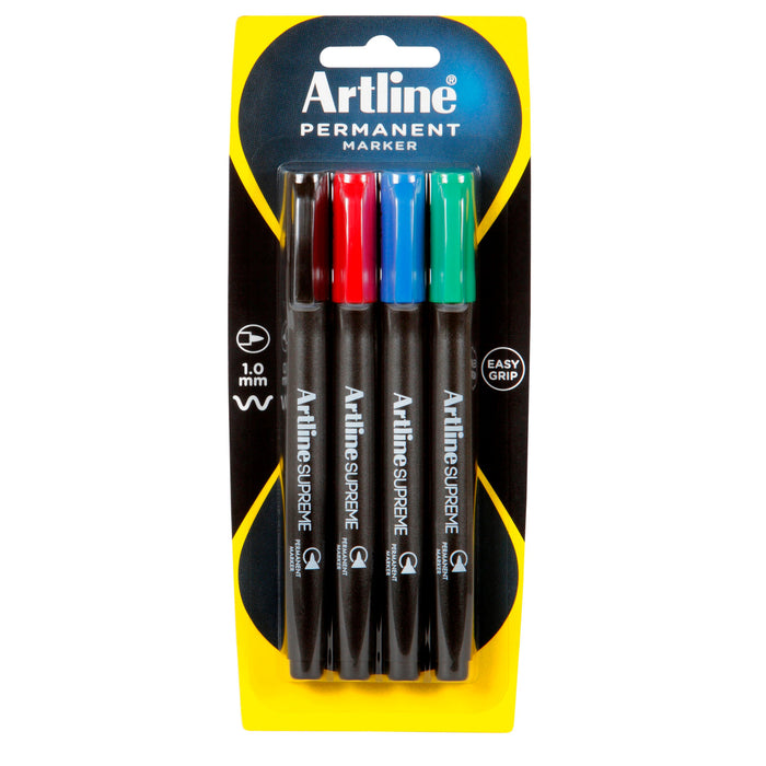 Artline Supreme Permanent Marker Bullet Tip - 4's Pack AO107174