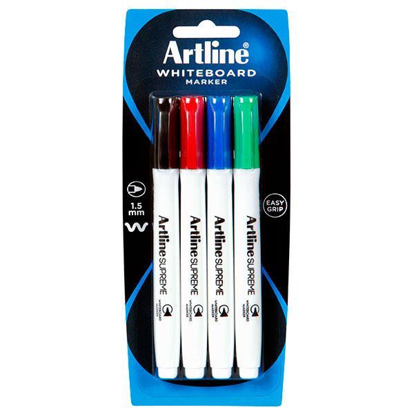 Artline Supreme Whiteboard Marker 1.5mm Bullet Tip Assorted Colours 4's Pack AO105174