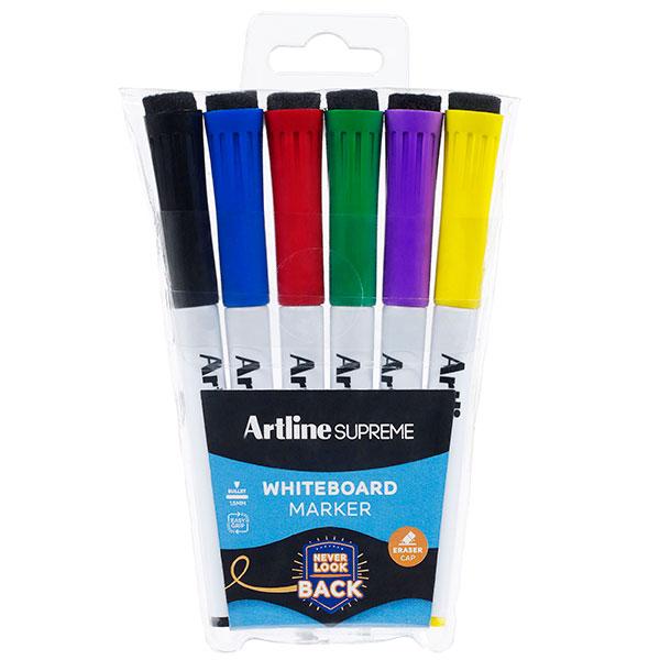 Artline Supreme Whiteboard Marker plus Eraser Cap - 6's pack AO115176