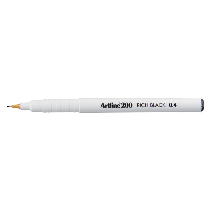 Artline 200NR Rich Black Fineliner Pen 0.4mm Black x 12's pack