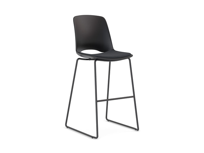 Knight's Arton Barstool, Black Frame, Padded and Non Padded Seat