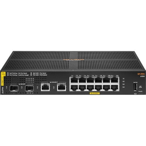 Aruba 6100 Ethernet Switch - 12 Ports - Manageable - 2 Layer Supported - Modular - 21.90 W Power Consumption - 139 W PoE Budget - Optical Fiber, Twisted Pair - PoE Ports - 1U High - Wall Mountable, Rack-mountable, Surface Mount IM5140920