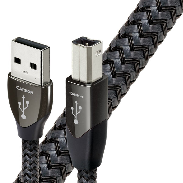 AUDIOQUEST Carbon 3.0M USB A to B 5% silver, solid. Hard-cell foam. Jacket - grey - black braid. CD65-089-04