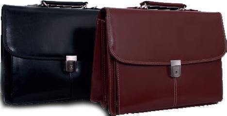 Avenue Leather Briefcase With Flap - Black & Brown Black MAMB110BK