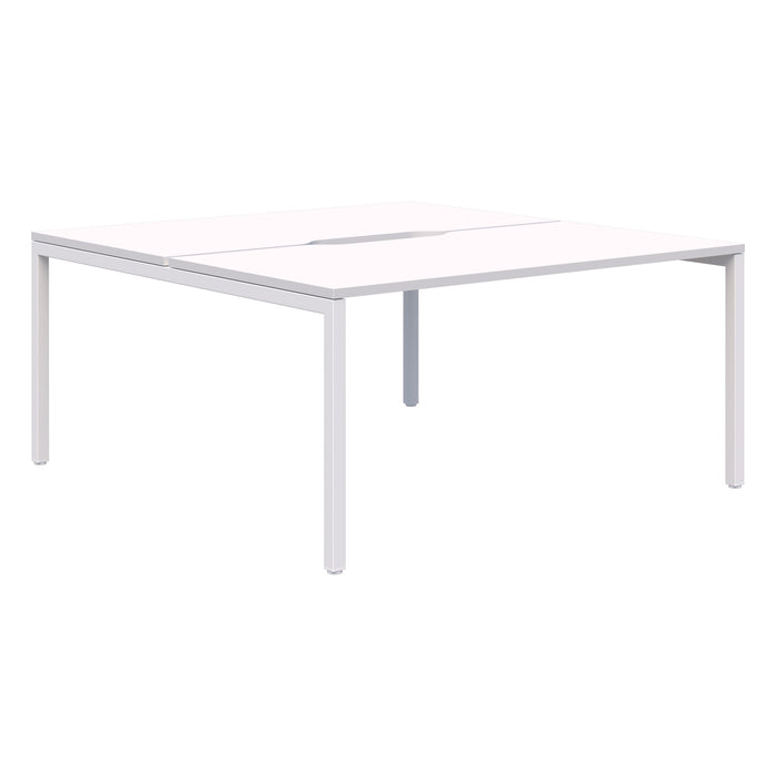 Avero 2 Pod Back to Back Fixed Height Desk, 1500mm x 800mm Snow Velvet/White AT1091-000030