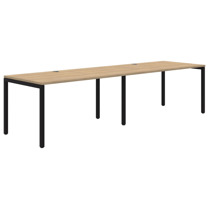 Avero 2 Pod Inline Fixed Height Desk, 1200mm x 700mm Classic Oak/Black AT1091-000035
