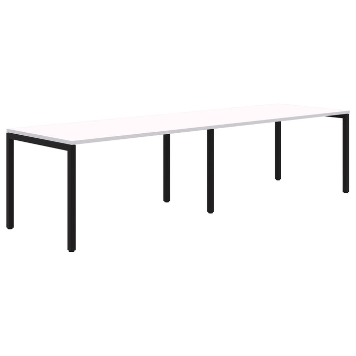 Avero 2 Pod Inline Fixed Height Desk, 1500mm x 800mm Snow Velvet/Black AT1091-000041