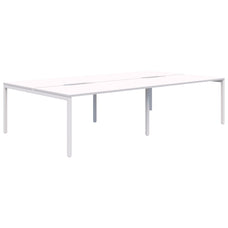 Avero 4 Pod Back to Back Fixed Height Desk, 1200mm x 700mm Snow Velvet/White AT1091-000050