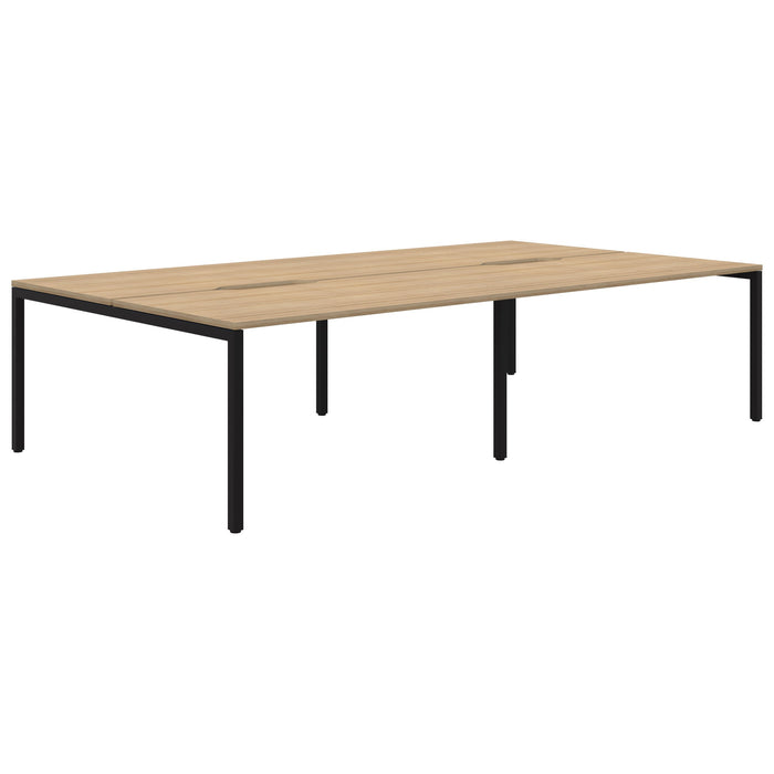Avero 4 Pod Back to Back Fixed Height Desk, 1500mm x 800mm Classic Oak/Black AT1091-000051