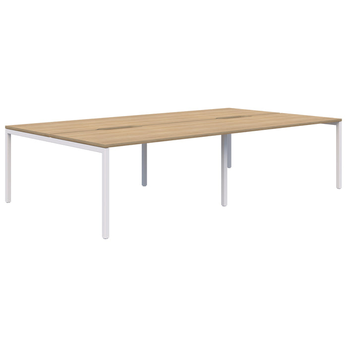 Avero 4 Pod Back to Back Fixed Height Desk, 1500mm x 800mm Classic Oak/White AT1091-000052