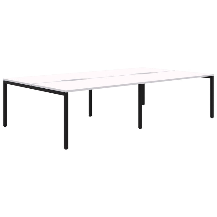 Avero 4 Pod Back to Back Fixed Height Desk, 1500mm x 800mm Snow Velvet/Black AT1091-000053
