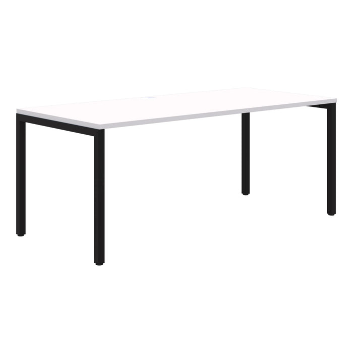 Avero Canteen Table, 1200mm x 700mm, Black Frame, Top Colour Option Snow Velvet/Black AT1091-10991105