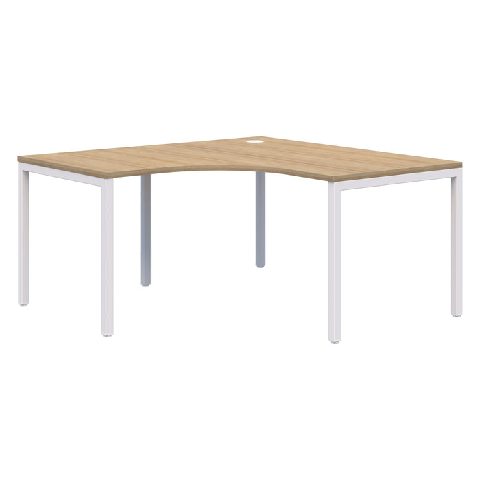Avero Fixed Height 90 Degree Corner Workstation Desk 1500mm x 1500mm x 800mm Classic Oak/White AT1091-000060