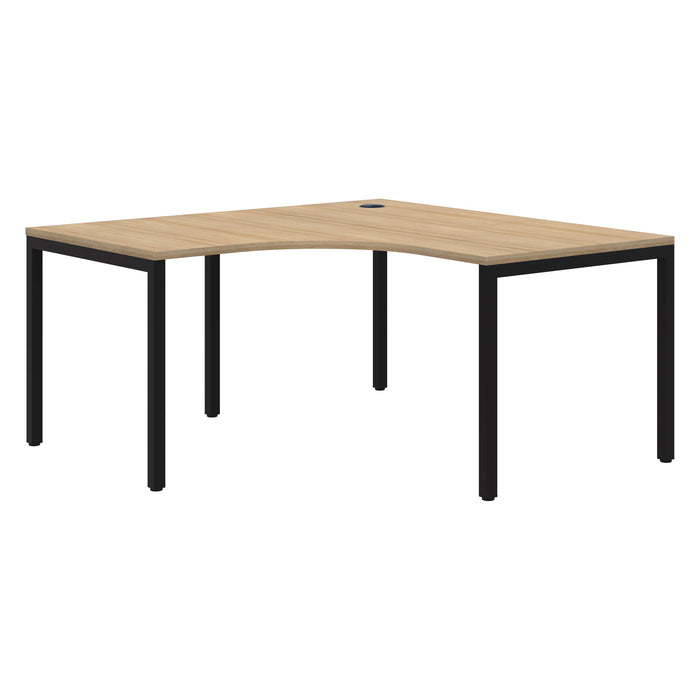 Avero Fixed Height 90 Degree Corner Workstation Desk 1800mm x 1800mm x 800mm Classic Oak/Black AT1091-000063