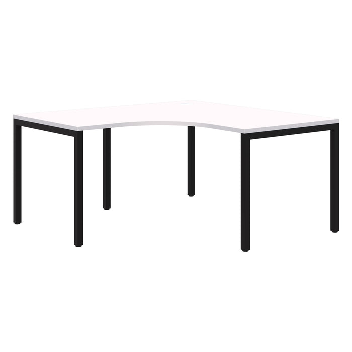 Avero Fixed Height 90 Degree Corner Workstation Desk 1800mm x 1800mm x 800mm Snow Velvet/Black AT1091-000065