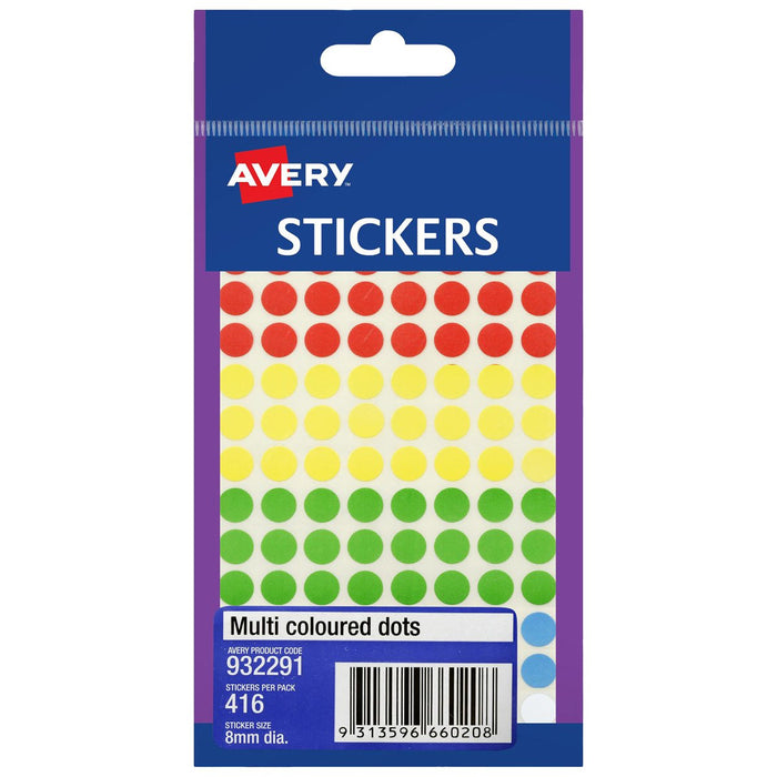 Avery Assorted Dots Labels 8mm 416 Pack CX239583